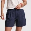 Frances Valentine Benny Pleated Cotton Short Navy> Skirts & Shorts