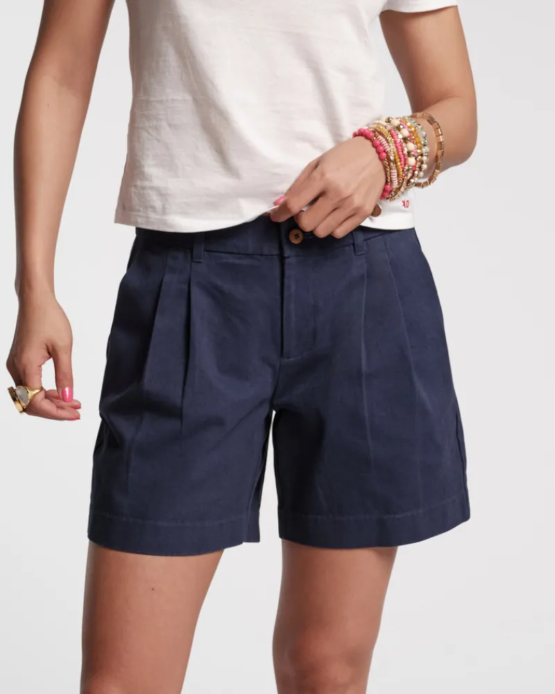Frances Valentine Benny Pleated Cotton Short Navy> Skirts & Shorts