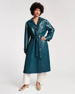 Frances Valentine Chelsea Faux Leather Trench Coat><noscript><img width=
