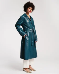 Frances Valentine Chelsea Faux Leather Trench Coat><noscript><img width=