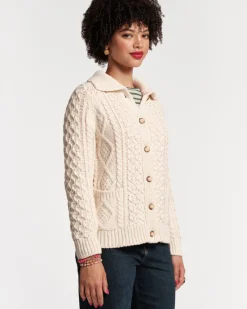 Frances Valentine Fisherman Cableknit Cardigan><noscript><img width=