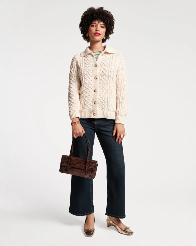 Frances Valentine Fisherman Cableknit Cardigan> Sweaters