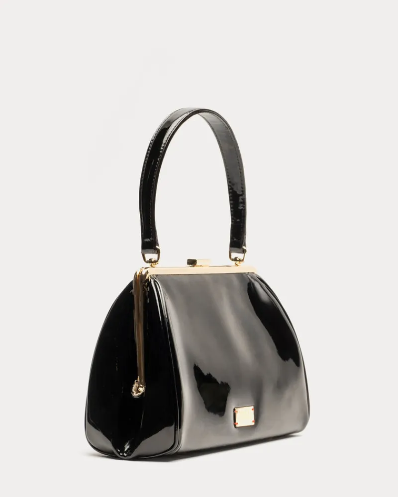 Frances Valentine Frances Frame Bag Patent Leather Black> Evening Bags