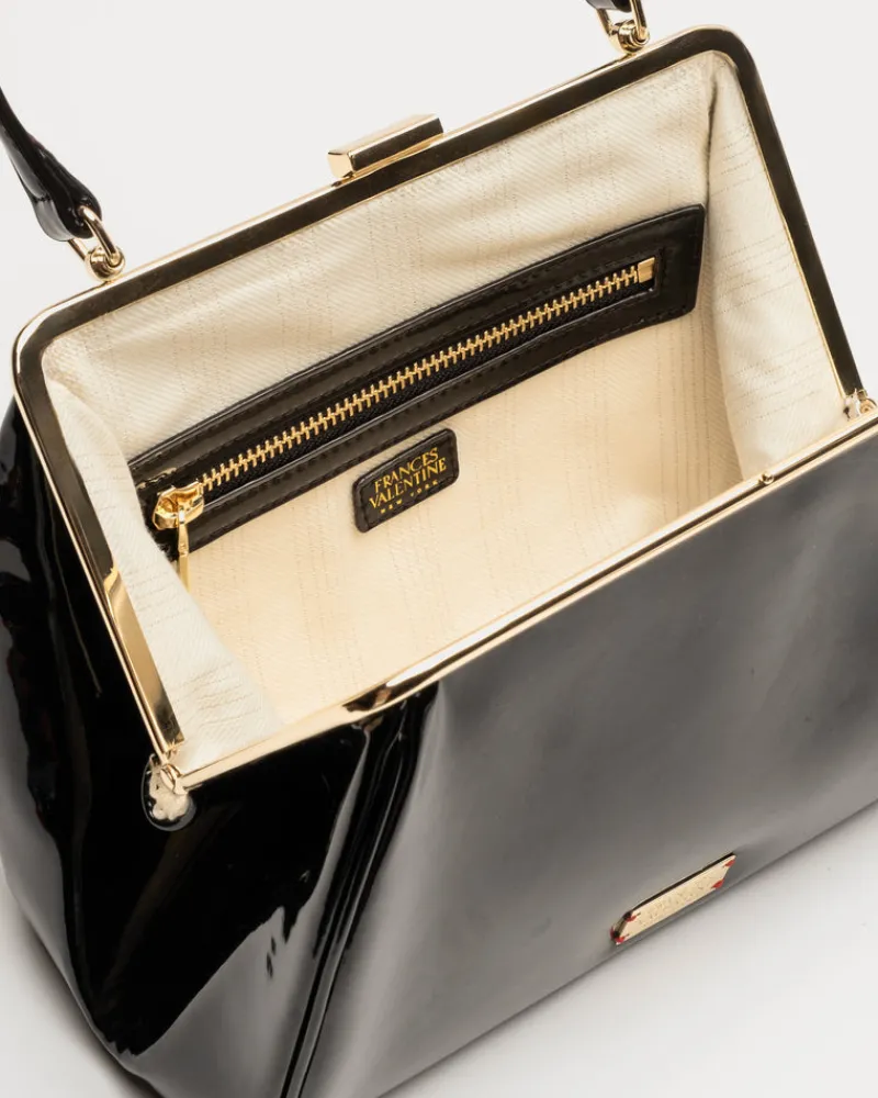 Frances Valentine Frances Frame Bag Patent Leather Black> Evening Bags
