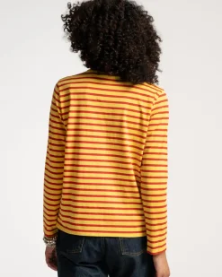 Frances Valentine Long Sleeve Striped Tee Shirt><noscript><img width=