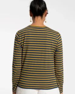 Frances Valentine Long Sleeve Striped Tee Shirt><noscript><img width=