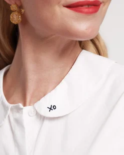 Frances Valentine Louise Collar Cotton Shell> Tops