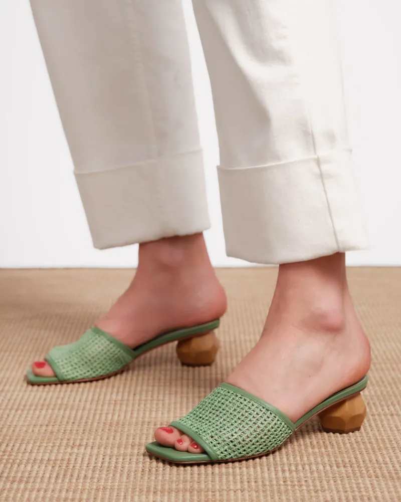 Frances Valentine Raffia Mesh Slide> Heels | Sandals
