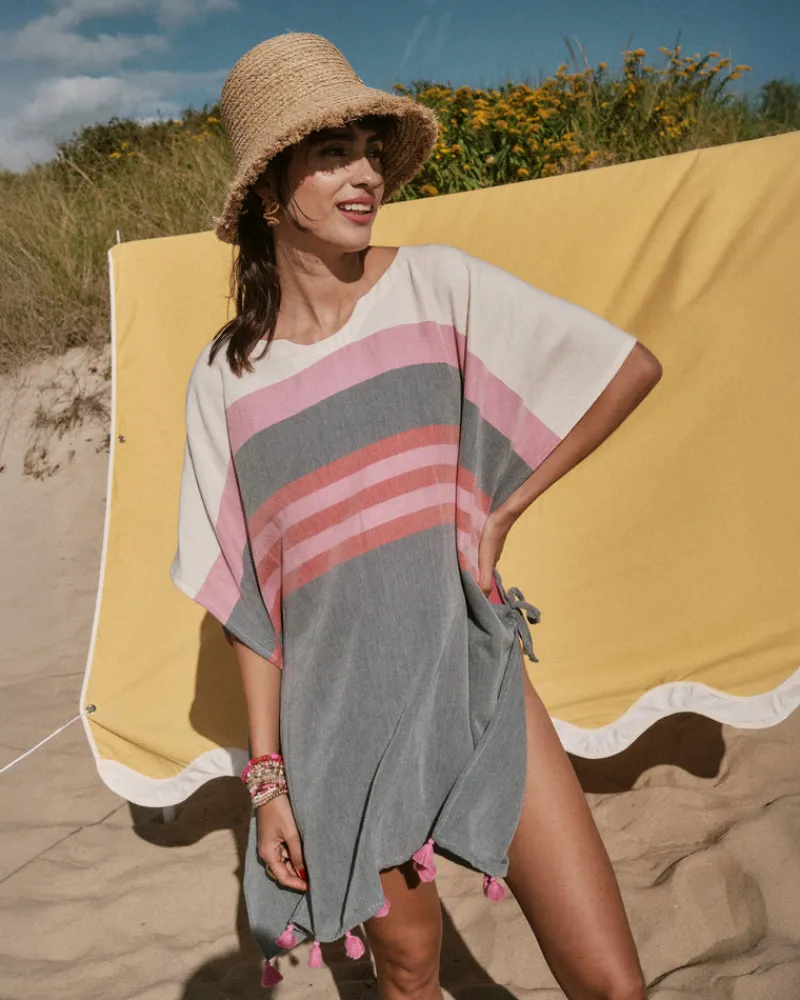 Frances Valentine Striped Cotton Poncho> Hats & Scarves