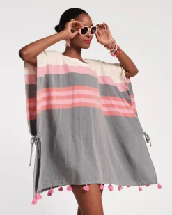 Frances Valentine Striped Cotton Poncho><noscript><img width=