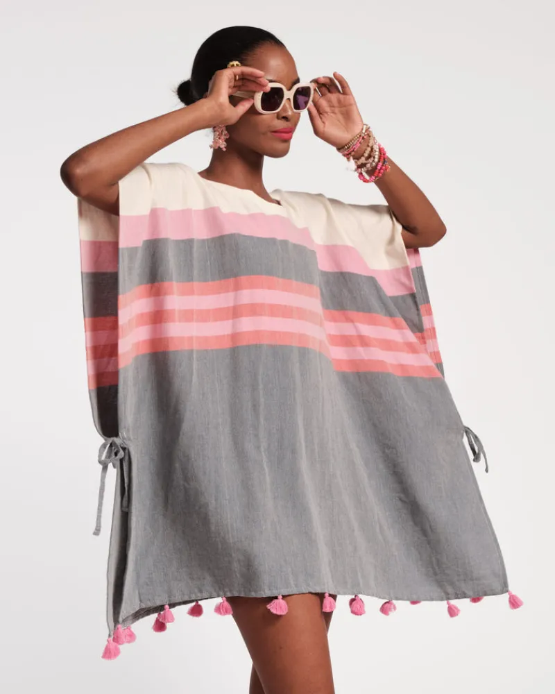 Frances Valentine Striped Cotton Poncho> Hats & Scarves